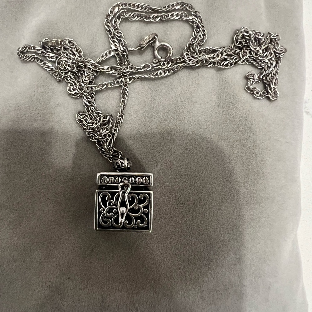 Prayer Box Charm Pendant with Necklace 925 Silver